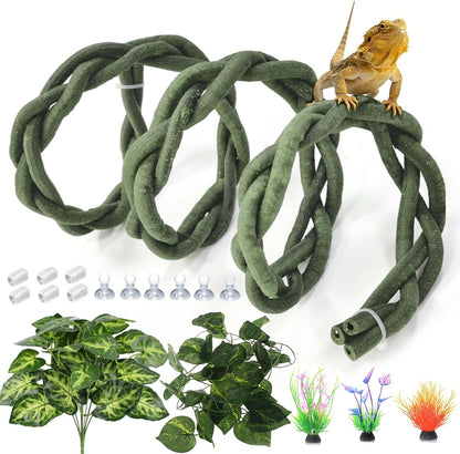 Gxsdj flexible reptile climbing jungle vine set with artificial plants
