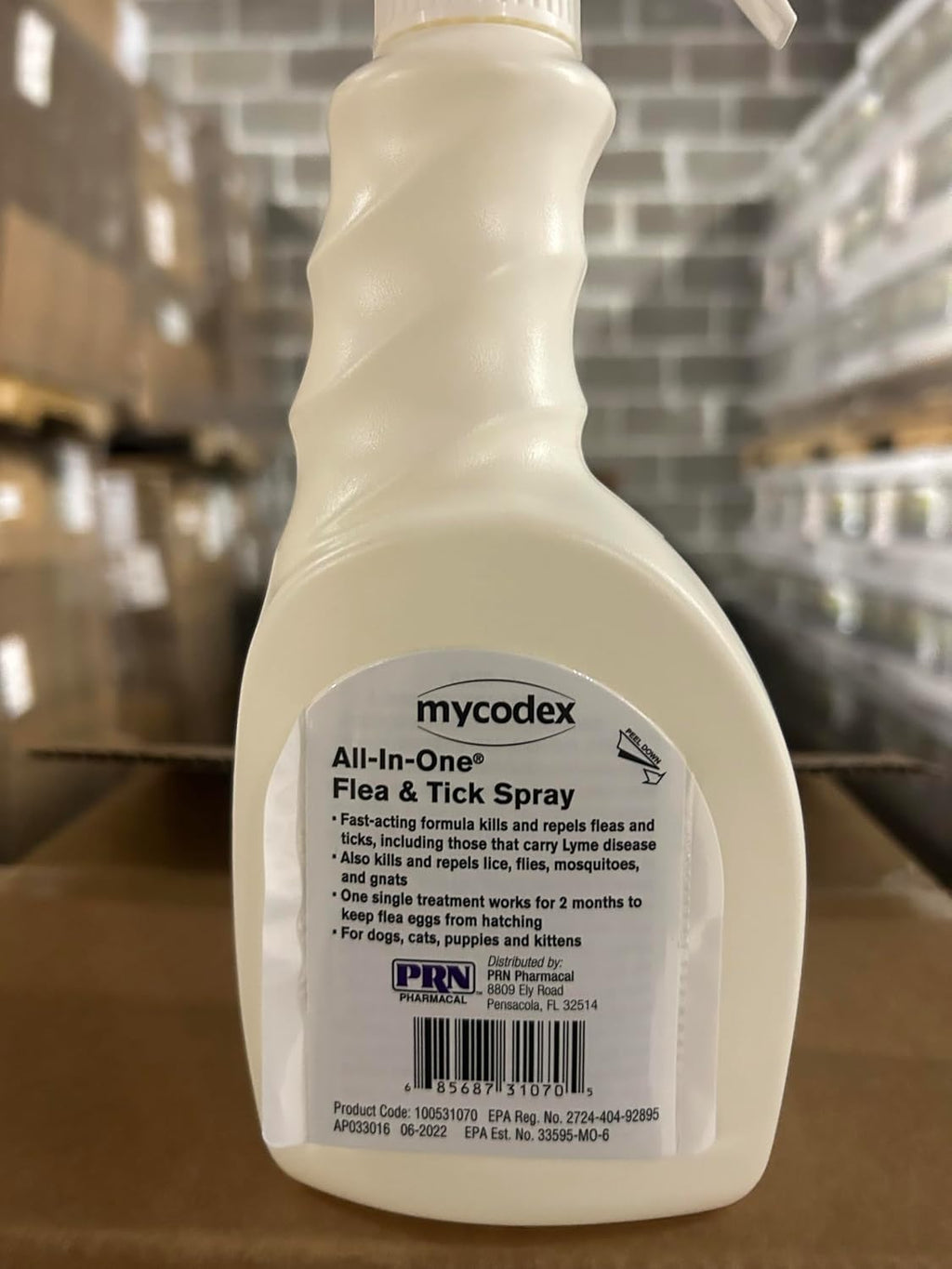 Mycodex spray bottle next to measuring scale