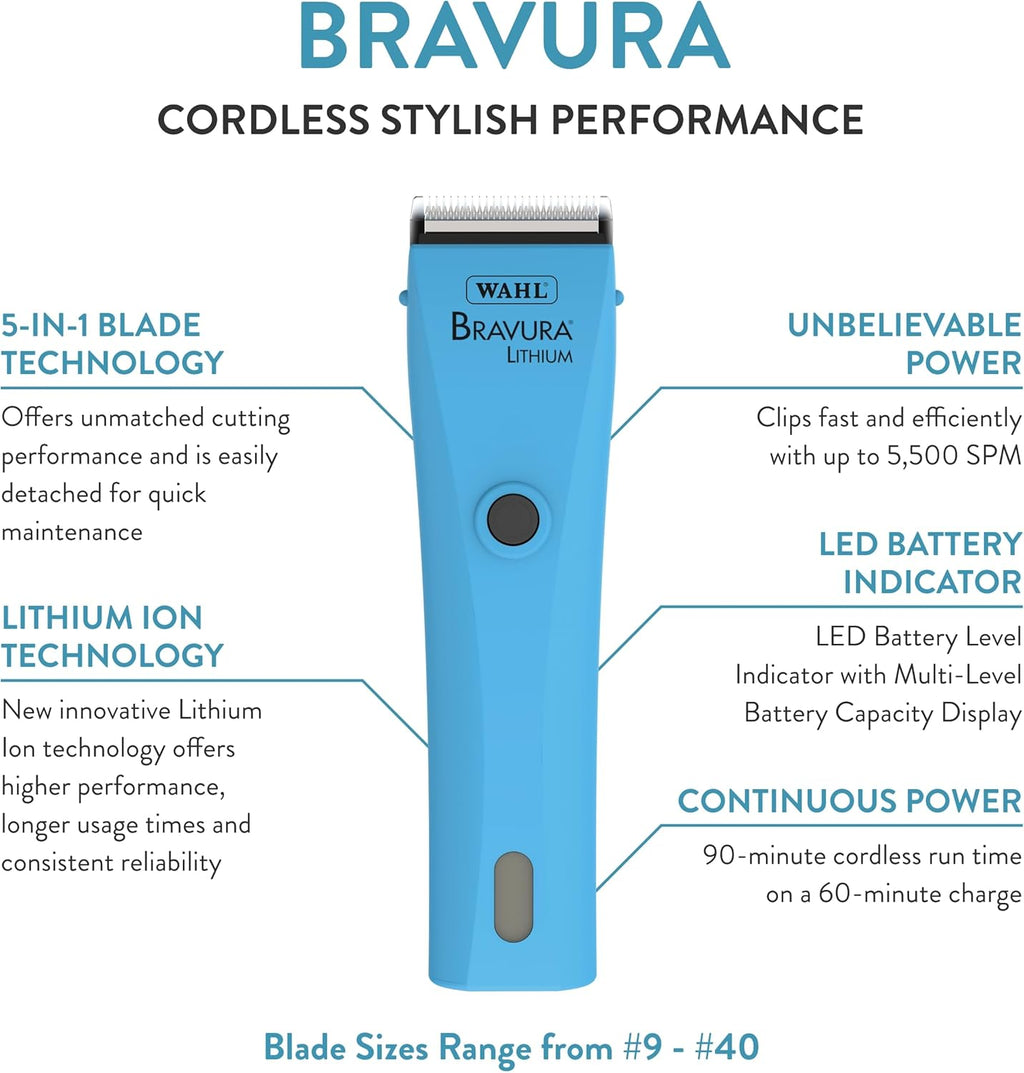 Wahl Bravura cordless pet trimmer kit with five in one blade system