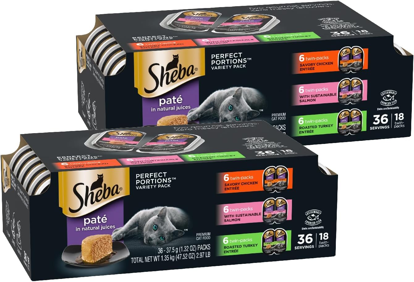 Sheba Perfect Portions Wet Cat Food Pate with Sustainable Salmon, Signature Seafood Entree, and Tender White Fish and Tuna Entree Variety Pack, 2.6 oz. Twin Pack Trays (24 Count, 48 Servings) - Image 15