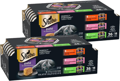 Sheba Perfect Portions Wet Cat Food Pate with Sustainable Salmon, Signature Seafood Entree, and Tender White Fish and Tuna Entree Variety Pack, 2.6 oz. Twin Pack Trays (24 Count, 48 Servings) - Image 15
