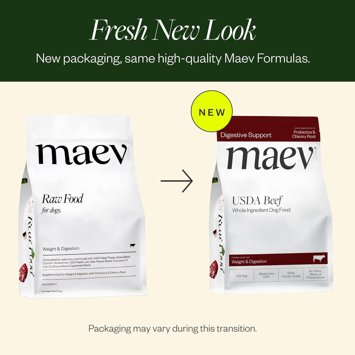 Premium raw dog food beef and vegetable ingredients