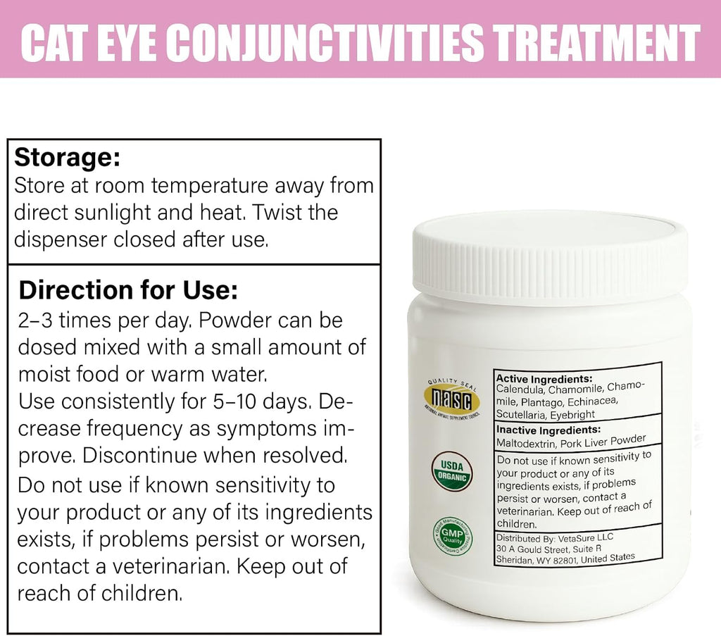 Authentic pet conjunctivitis remedy jar highlighting the hundred gram size
