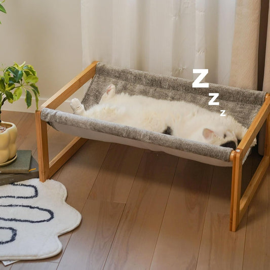 Kiplant elevated cat hammock bed front view for indoor use