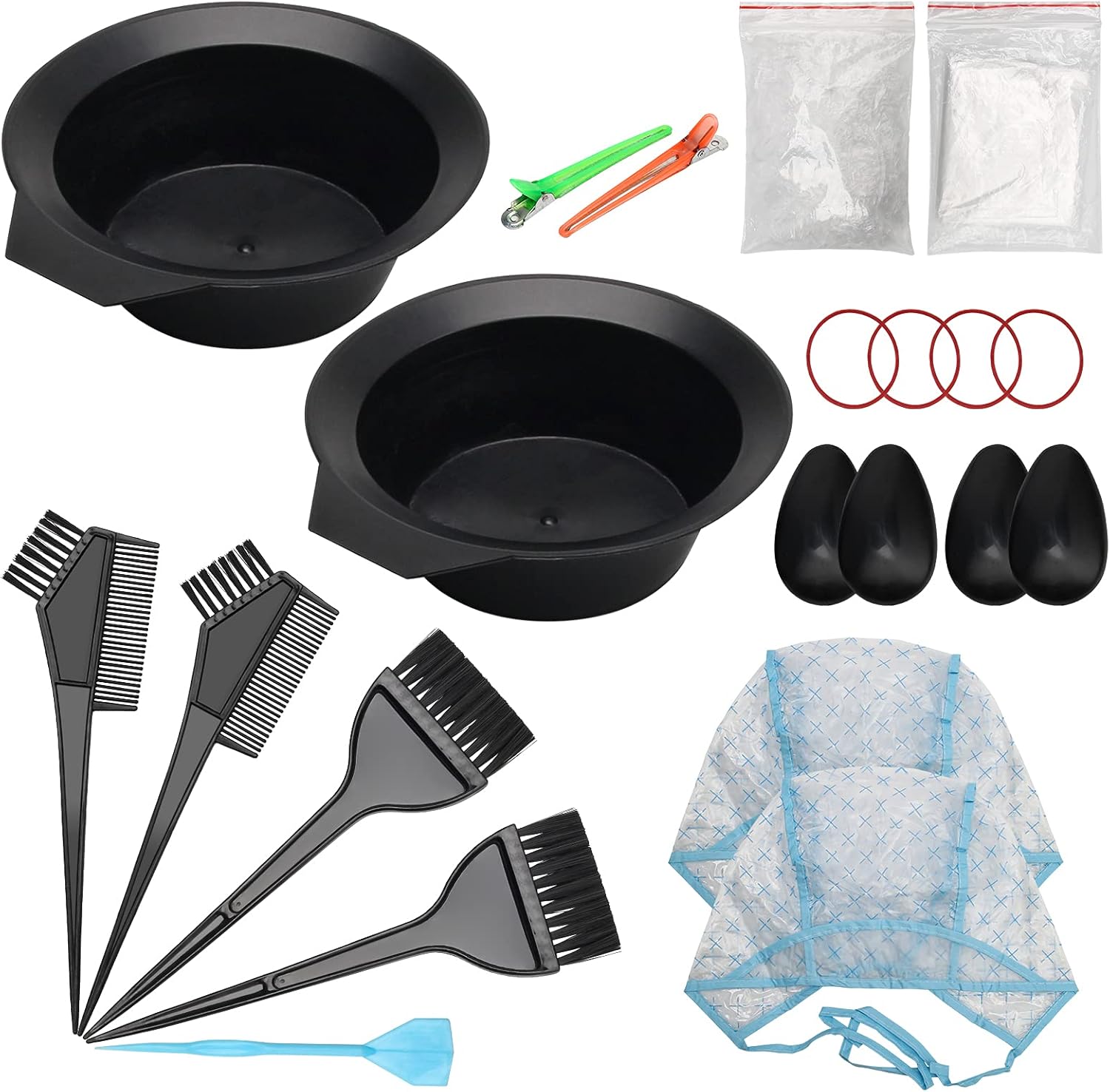 Ahier 23 Pack Hair Coloring Kit front view showing the complete set of salon tools including mixing bowls and brushes.