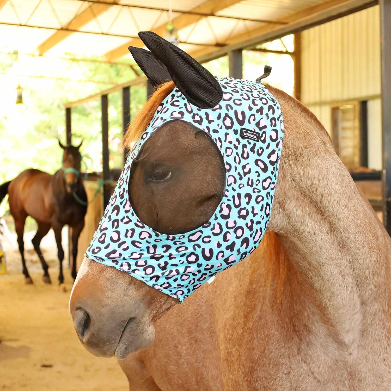 Close up of fine mesh eye protection on Jeffers fly mask
