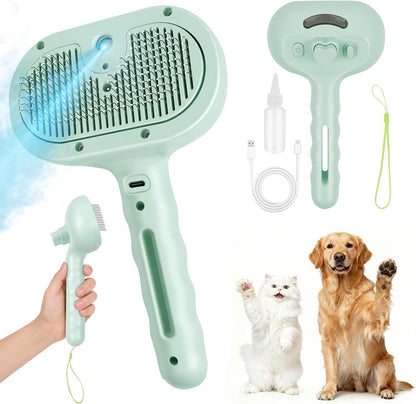 3 in 1 Dog Steam Brush with Storage Rope for Reducing Flying Fur & Static,Removed Dead Skin and Coat,Self Cleaning Pet Steam Brush,Shedding Massaging Grooming for All Type Hair - White - Image 11