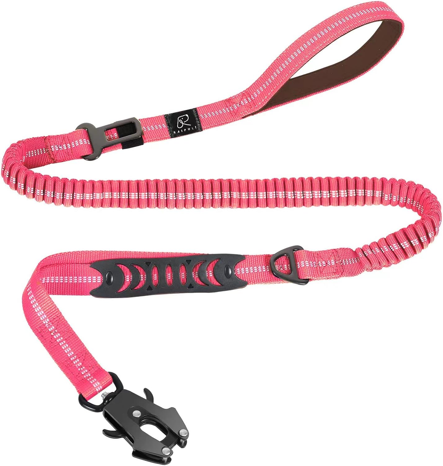 Raipult Tactical Dog Leash Heavy Duty, 4-6FT Shock Absorbing Bungee Leash with Quick Release Clip& 2 Handles, No Pull Waking Lead with Car Seatbelt for Medium Large Dogs that Pull, Black - Image 9