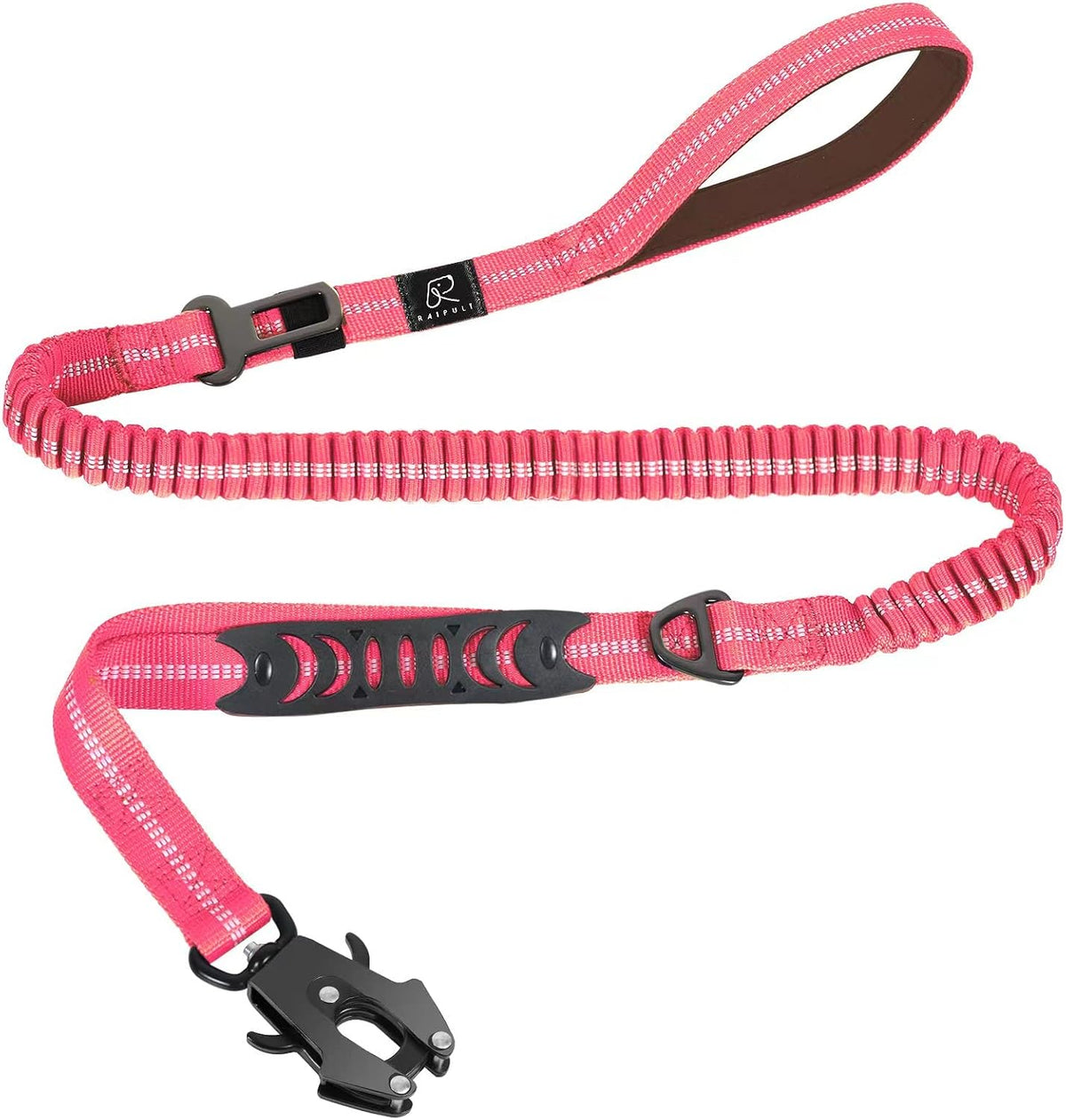 Raipult Tactical Dog Leash Heavy Duty, 4-6FT Shock Absorbing Bungee Leash with Quick Release Clip& 2 Handles, No Pull Waking Lead with Car Seatbelt for Medium Large Dogs that Pull, Black - Image 9