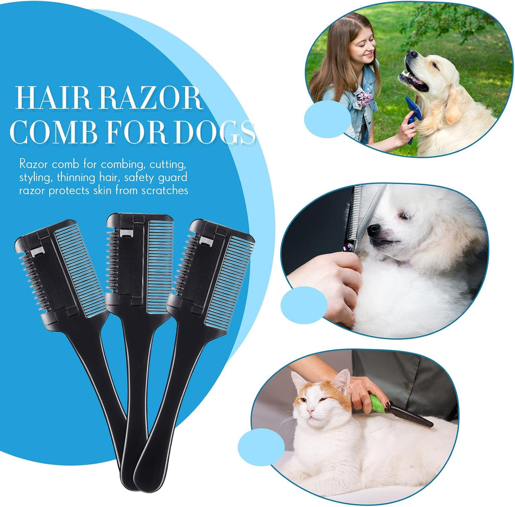 Black plastic hair cutting comb tool for professional home pet deshedding