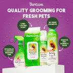 Applying Tropiclean Tangle Remover to matted pet fur