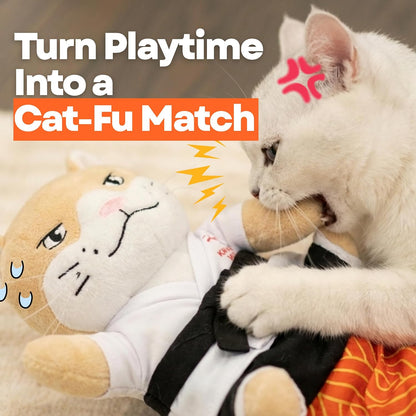 KARATE KITTY sparring partner toy demonstrating realistic hand controlled movement.