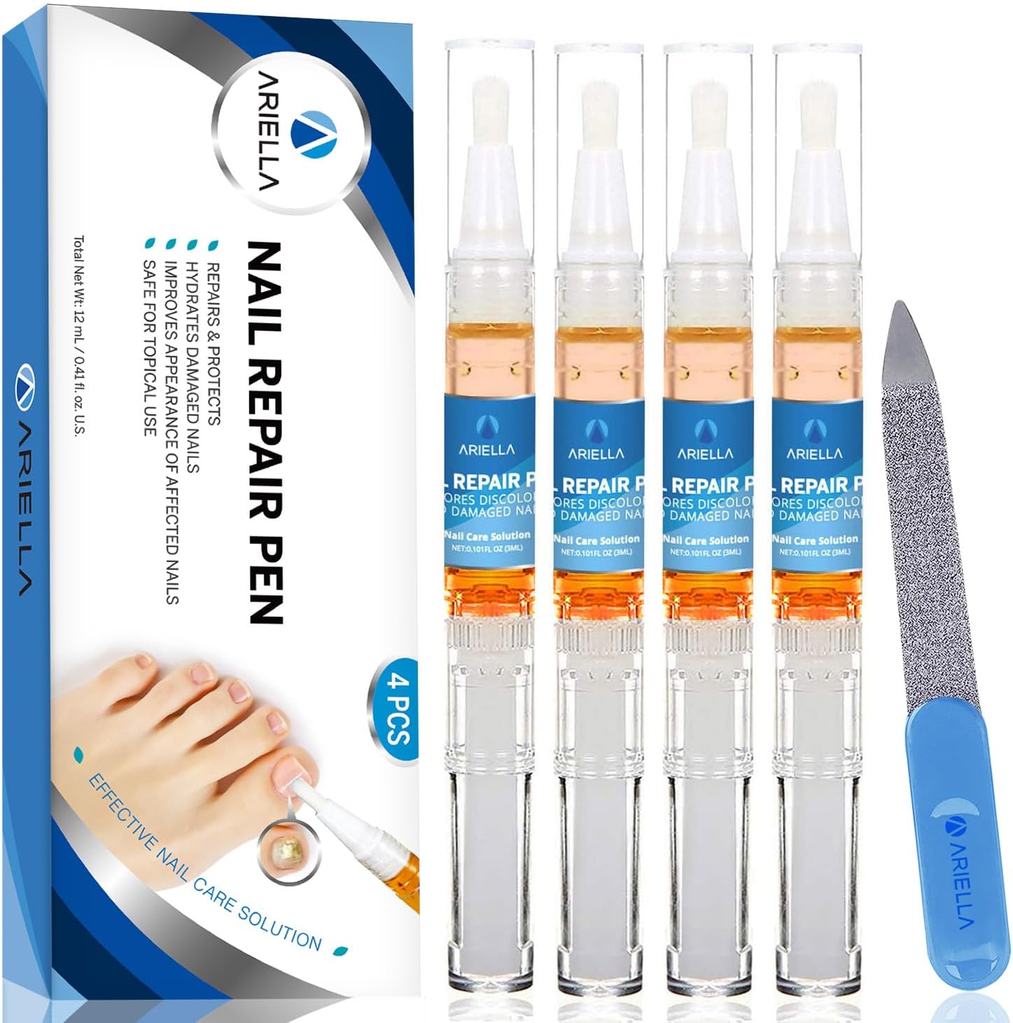 Ariella Toenail Fungus Treatment 4 Pack front view of antifungal repair pens.