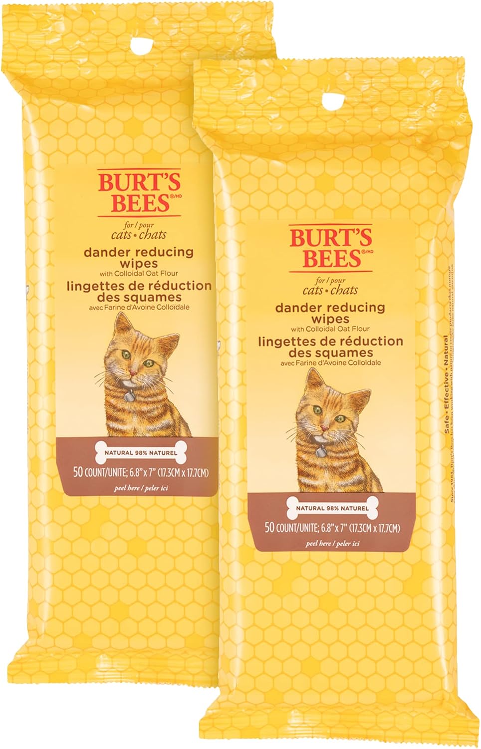 Burt's Bees for Pets Cat Dander Remover Wipes, Colloidal Oat Flour and Aloe to Soothe Dry Skin and Reduce Flaking, Unscented Grooming Cloths for Cats and Kittens, 50 Count - 3 Pack - Image 10