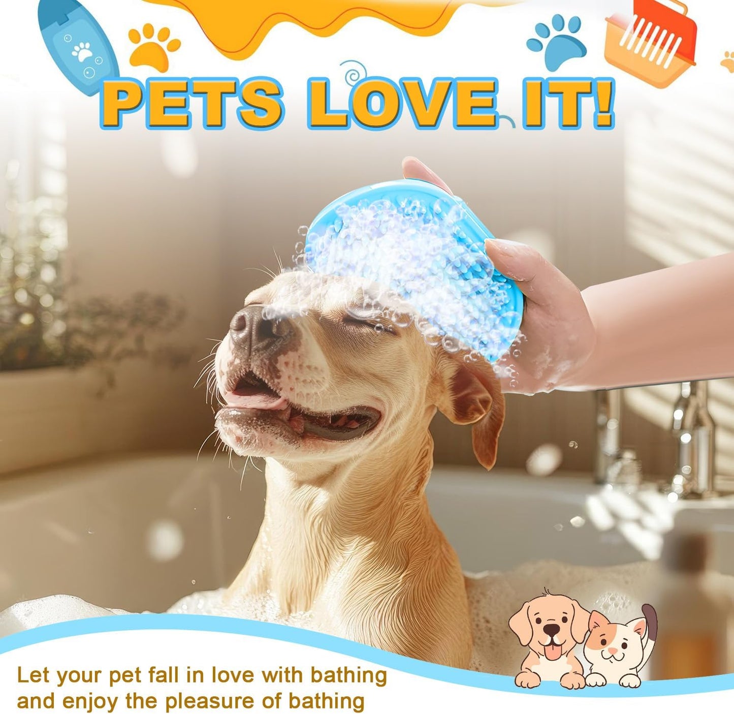 Soft silicone bristles on the dog paw washer and massage brush set.