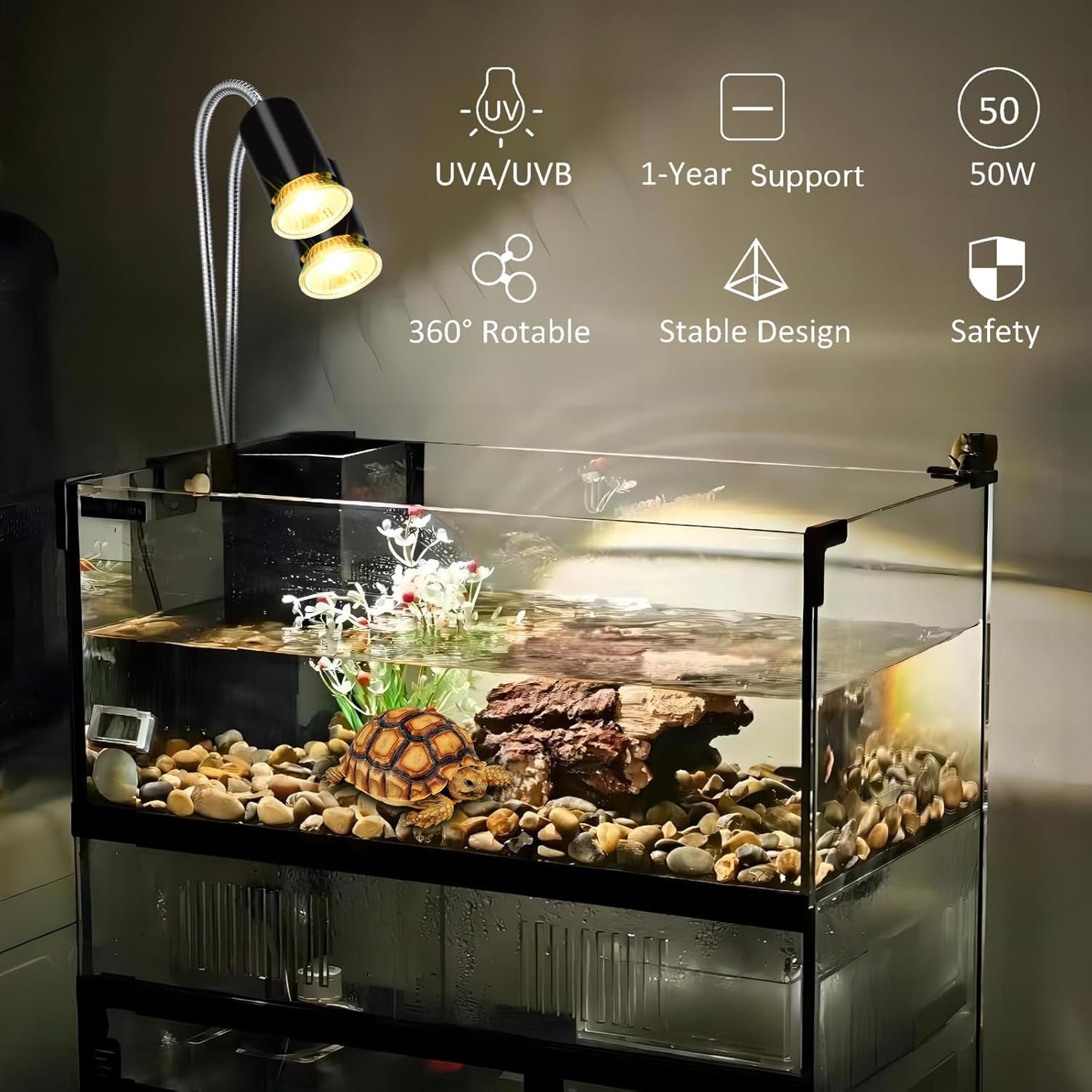 Four pack of Lachesan 50W basking bulbs with standard E26 base for turtle tanks.