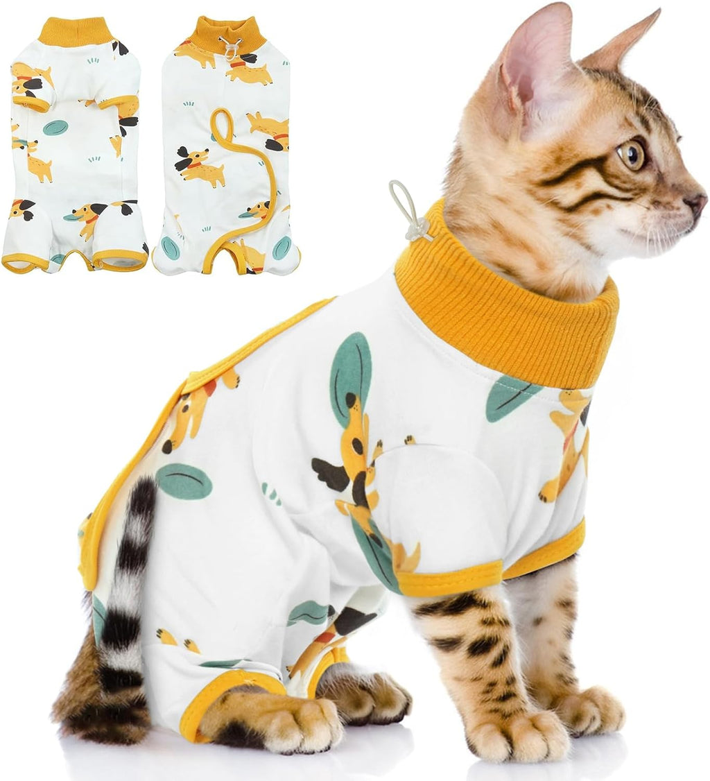 QBLEEV Cat Recovery Suit for Post Surgery, Spay Neuter Suit for Cats, Soft Stretchy Cotton Cat Onesie for Skin Diseases, Anti-Lick Surgical Shirt Pajamas for Abdominal Wound, Kitten Cone Alternative - Image 10