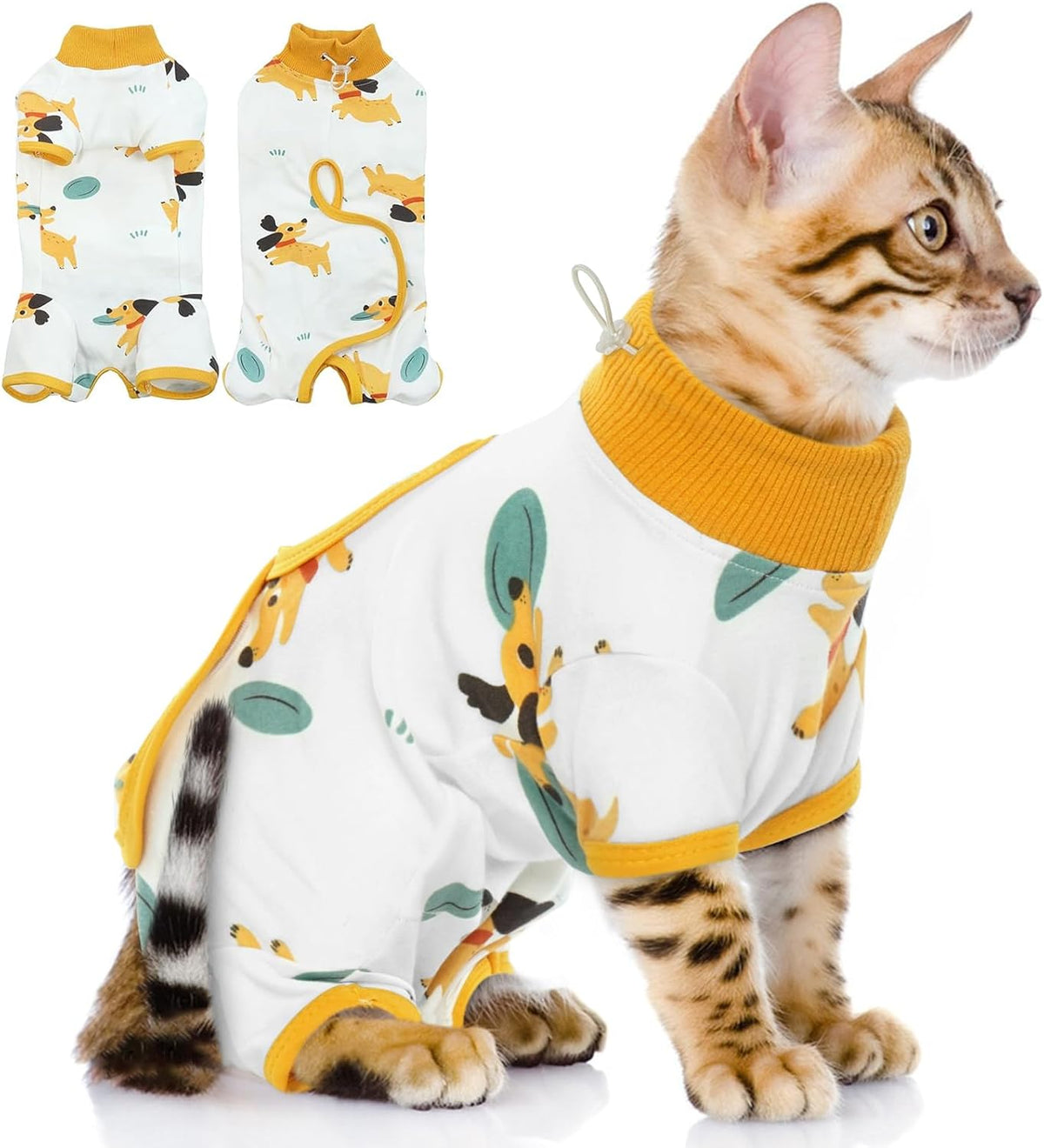 QBLEEV Cat Recovery Suit for Post Surgery, Spay Neuter Suit for Cats, Soft Stretchy Cotton Cat Onesie for Skin Diseases, Anti-Lick Surgical Shirt Pajamas for Abdominal Wound, Kitten Cone Alternative - Image 10