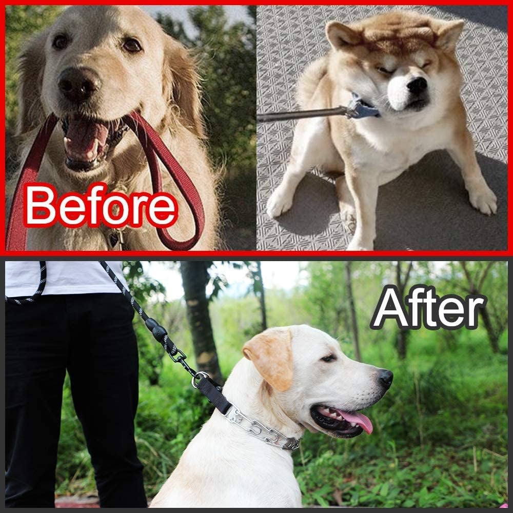 CBBPET silver large training collar laid flat showing how to add or remove interlocking metal links
