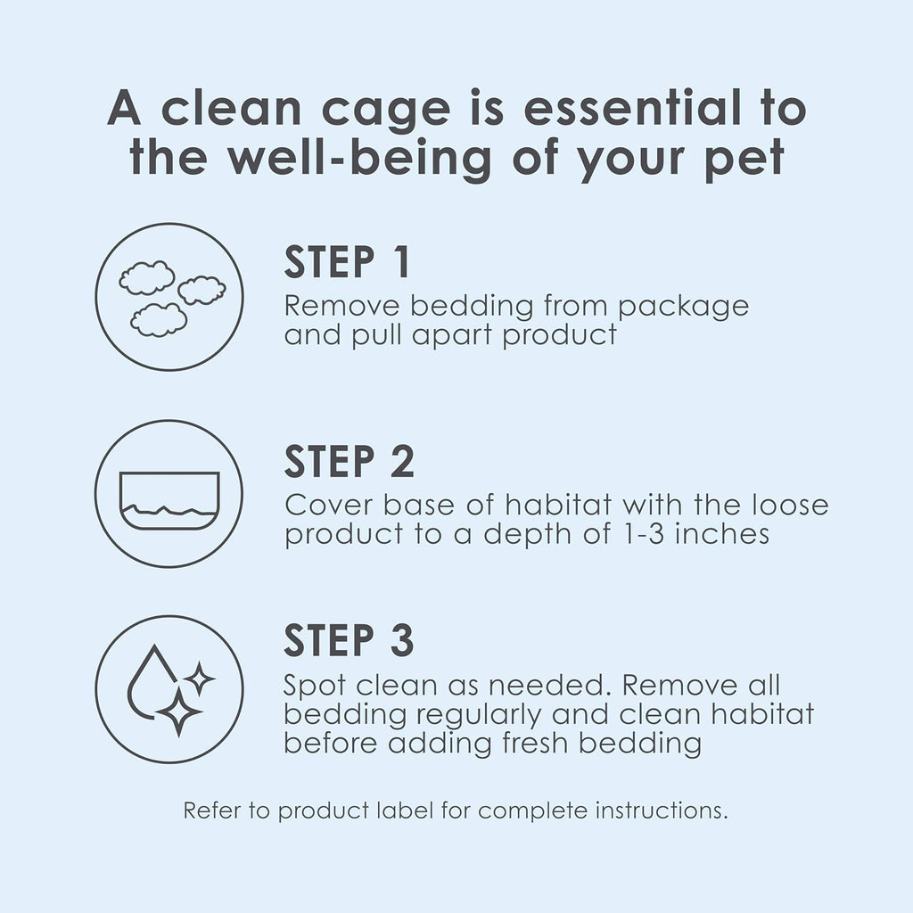Kaytee bedding package back label and usage instructions
