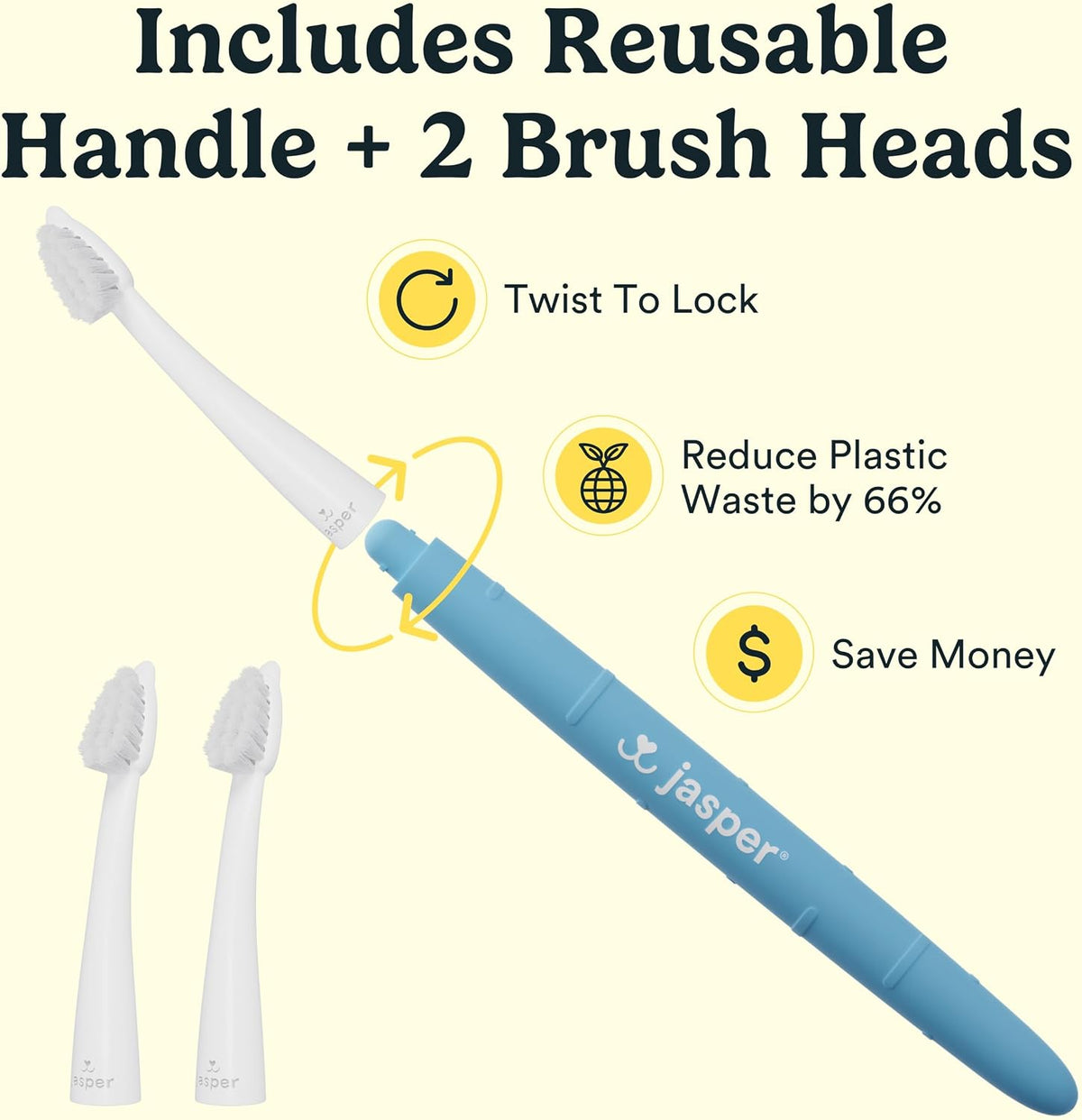 Side view of Jasper ergonomic pet toothbrush handle