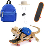 Bearded Dragon Clothes Lizard Toy - Mini hat,Skateboard,Backpack Gifts for Reptiles Pet - Cute Bearded Dragon Costume Accessories for Lizard Iguana Reptiles Small Animals (Rose Red) - Image 11
