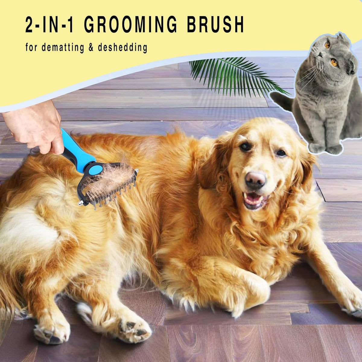 Authentic Maxpower Planet grooming tool removing heavy loose fur from a long haired dog