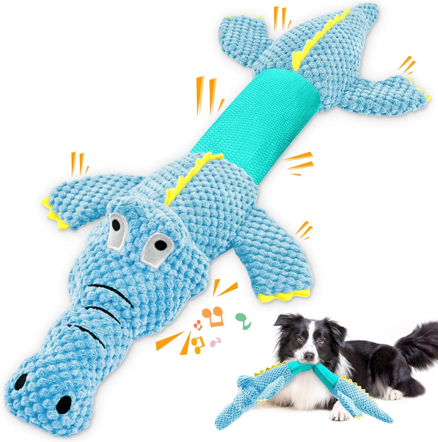 WOWBALA Dog Squeaky Toys, 24-31 Inch Stretchable Crocodile Plush Toy, Interactive Tug of War Toy for Puppies, Small, Medium and Large Dogs, Crinkle Chew Toy for Indoor & Outdoor Fun - Image 11