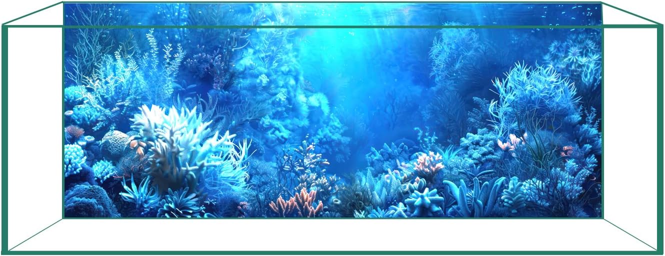 CICK SEED aquarium background front view showing vibrant blue ocean theme underwater scenery.