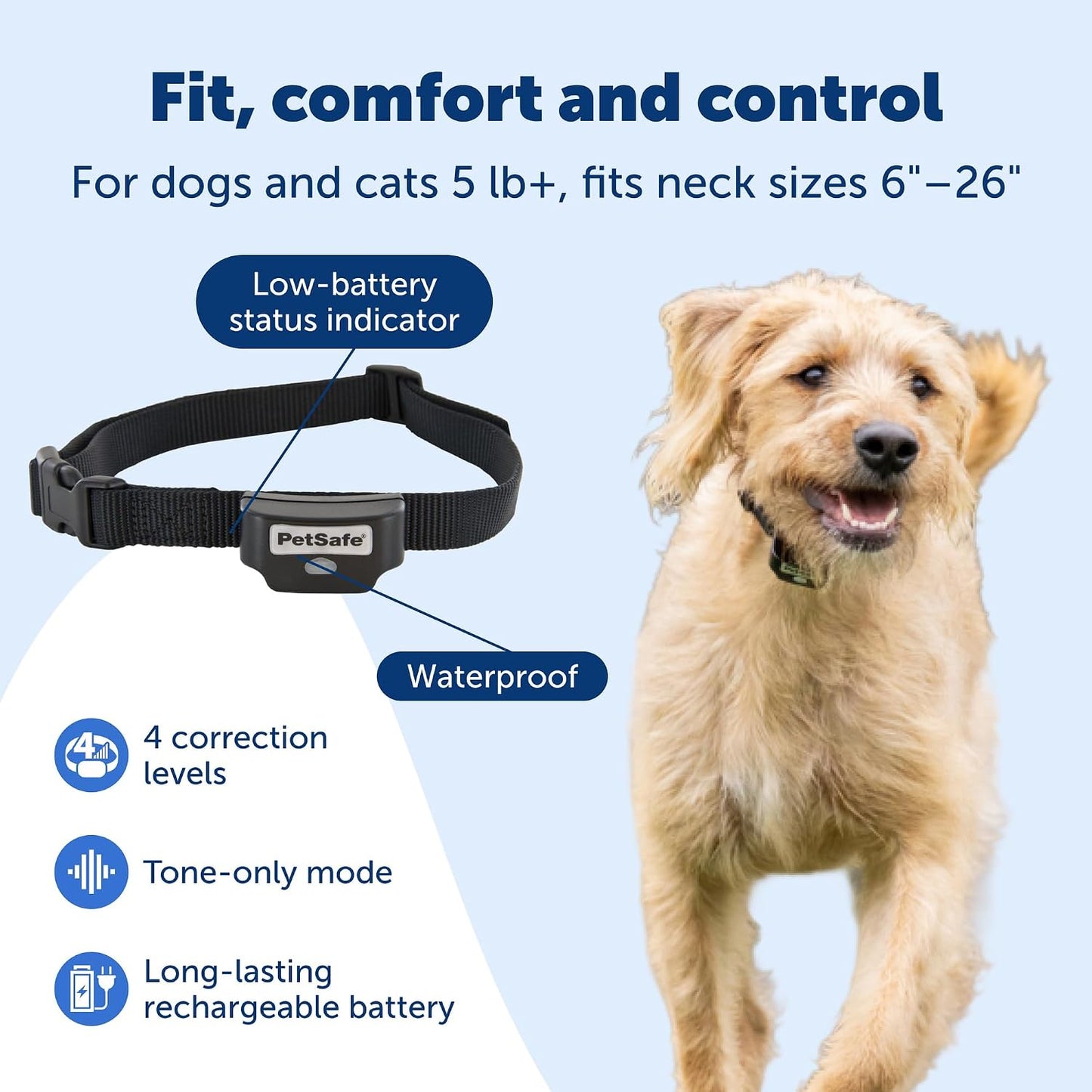 Close up of PetSafe rechargeable receiver showing the correction adjustment button