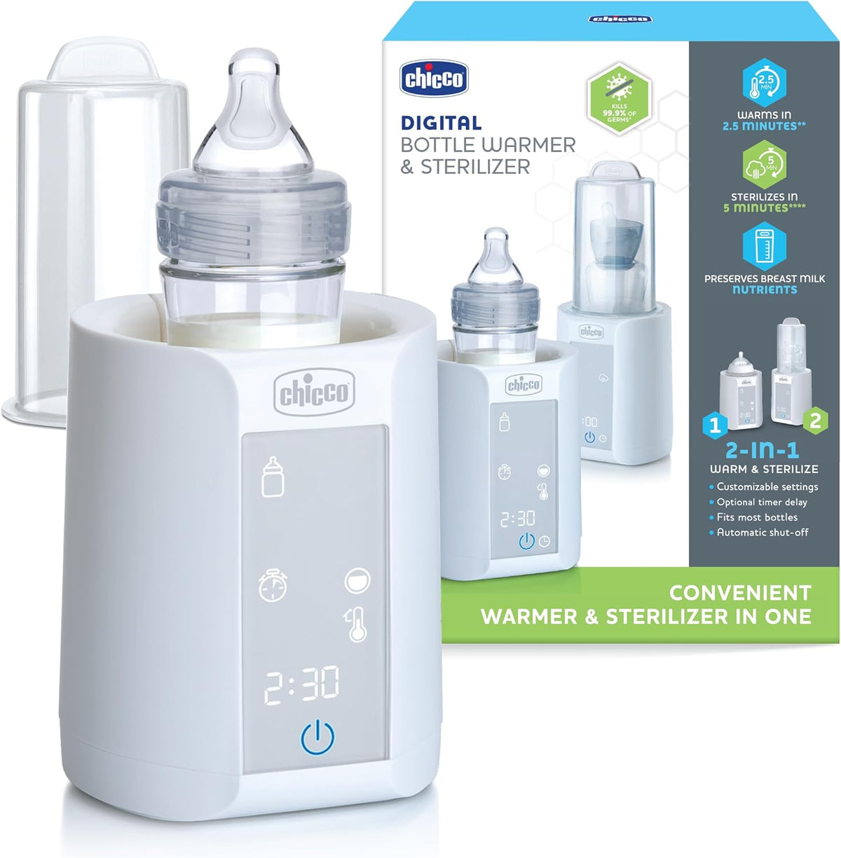 Chicco digital bottle warmer and sterilizer front view