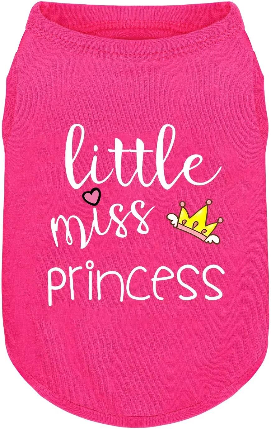 Ziagaop pink little miss princess cotton dog shirt front view