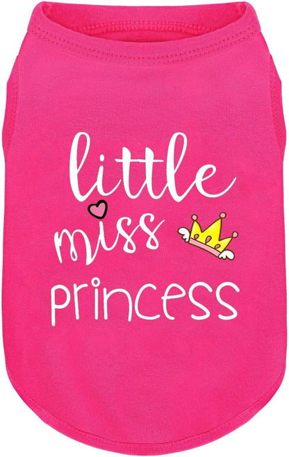 Ziagaop pink little miss princess cotton dog shirt front view