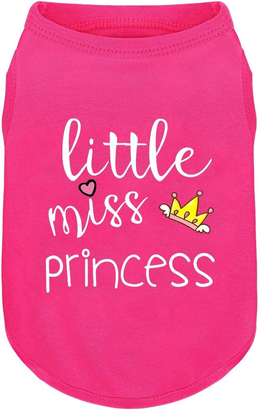 Ziagaop pink little miss princess cotton dog shirt front view