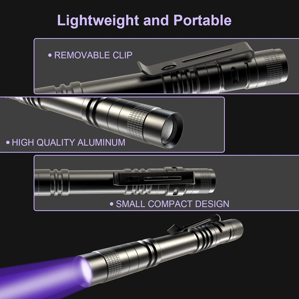Waterproof COSOOS blacklight torch demonstrating splash resistance against wet outdoor conditions.