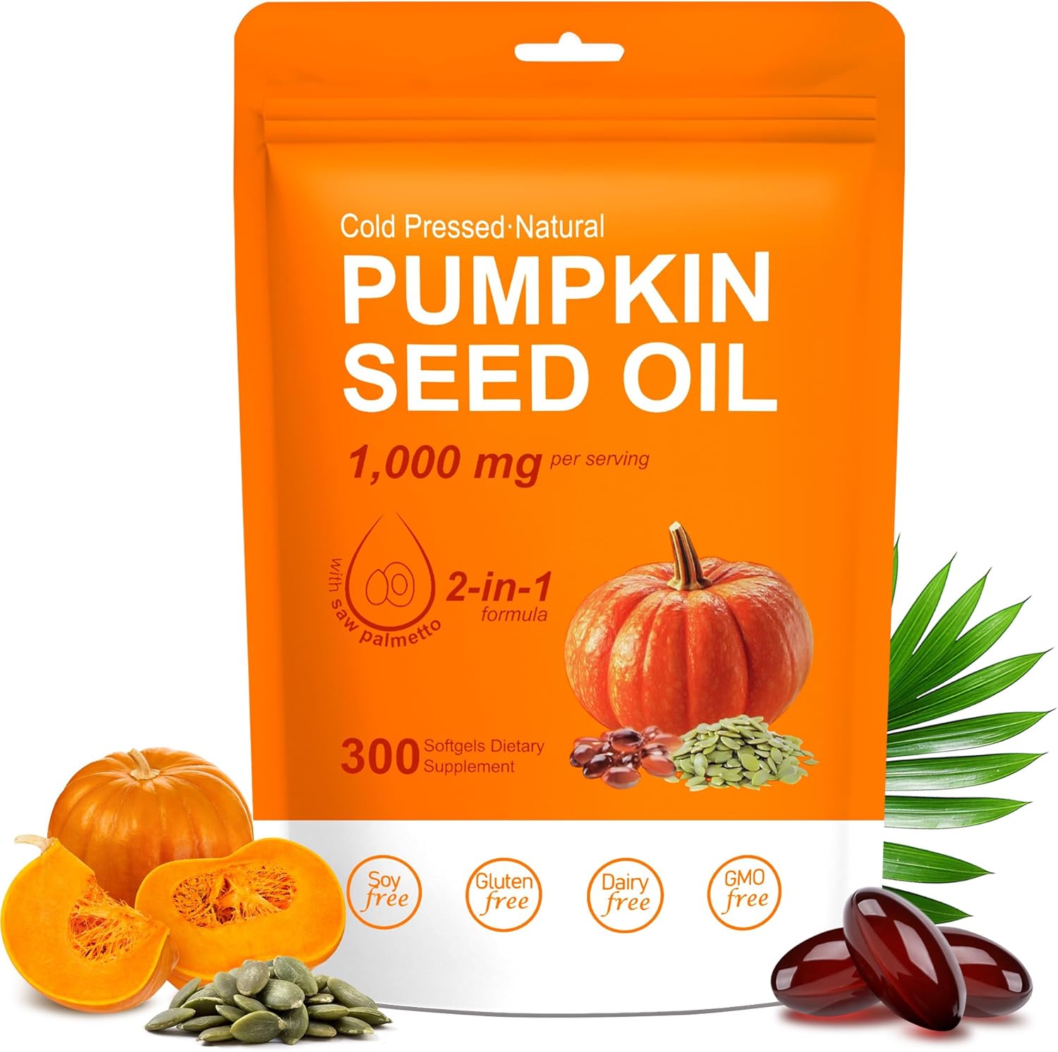 Crobirware Cold Pressed Pumpkin Seed Oil and Saw Palmetto bottle front view