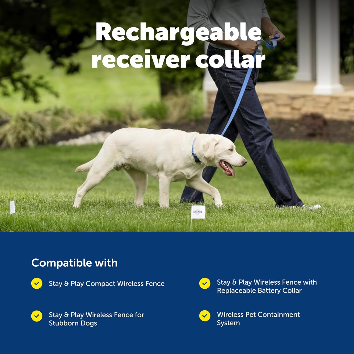 PetSafe stay and play wireless fence add a dog collar with charging port.