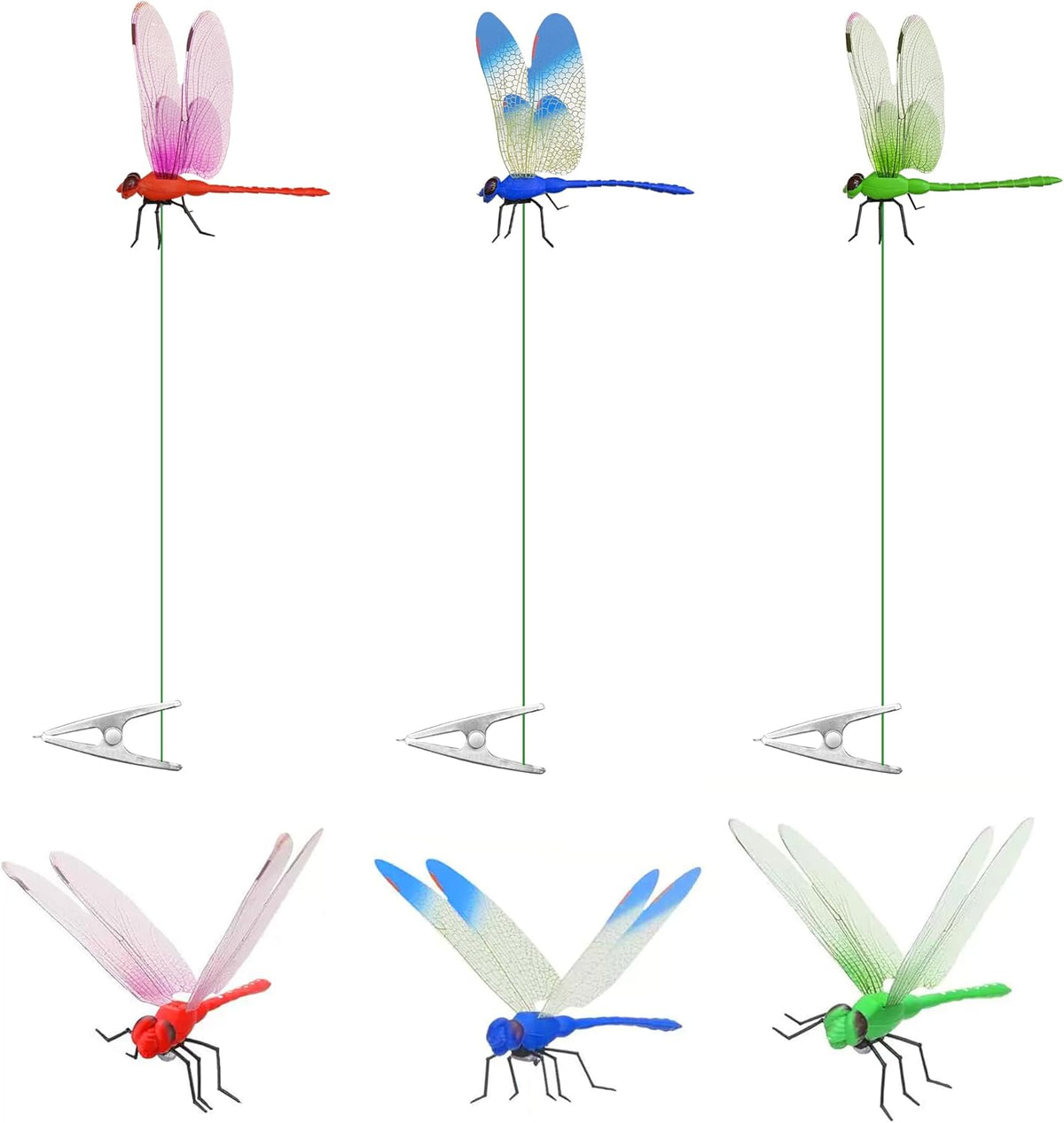 Dragonfly Clip Bug Repe Llent - 3D Dragonfly Clips,10 Pack-Garden Decor Deer and Horse Fly Deterrent for Indoor/Outdoor Garden - Image 10