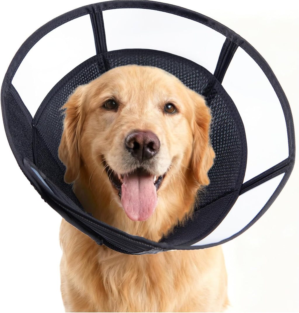 Soft Dog Cone, Stop Licking Deep Pet Recovery Collar After Surgery for Large Medium Dogs, Clear Plastic Breathable Elizabethan Head Neck Circle, Adjustable Comfortable Cones 25cm /10" Long (L Black) - Image 13