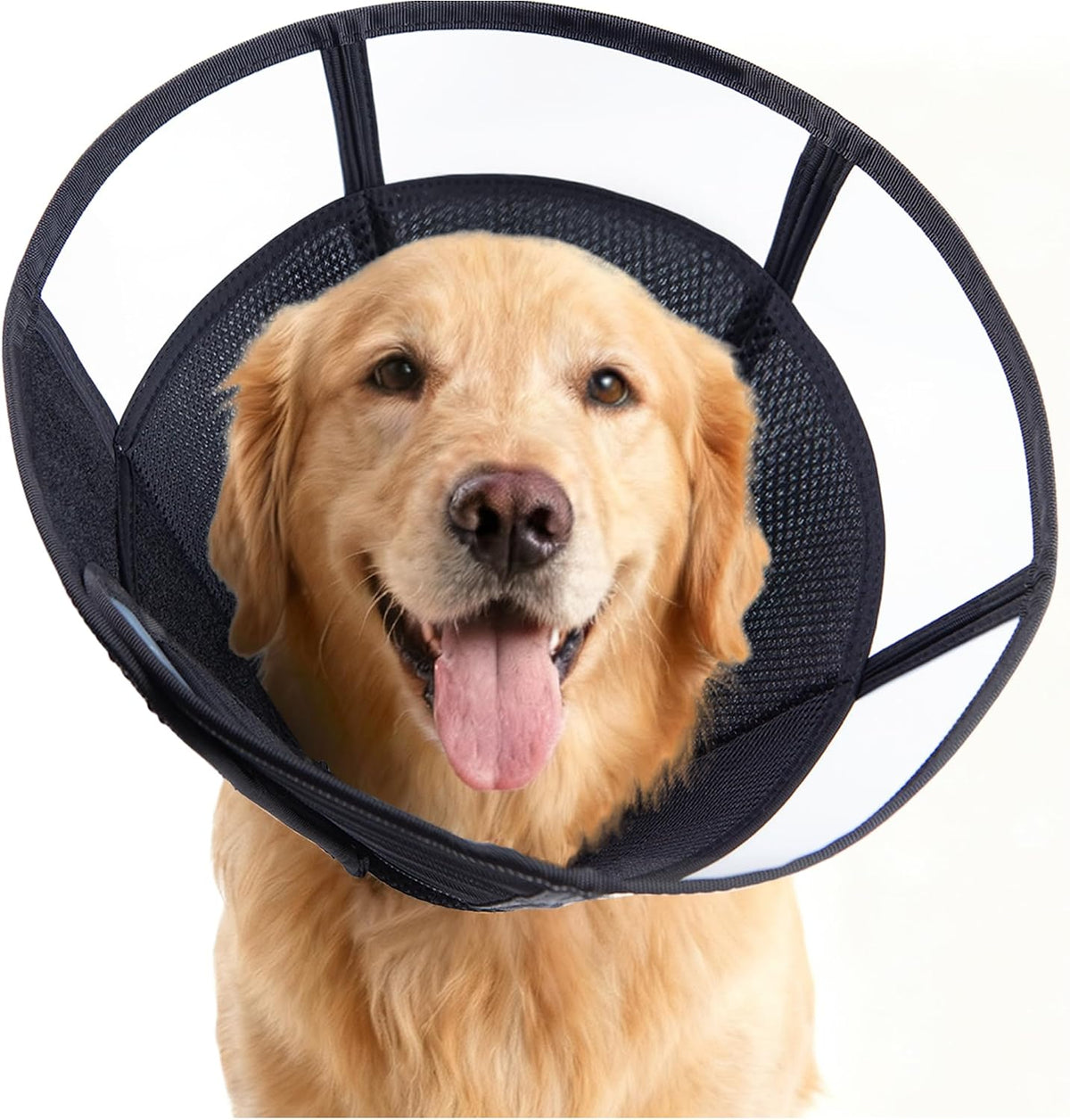 Soft Dog Cone, Stop Licking Deep Pet Recovery Collar After Surgery for Large Medium Dogs, Clear Plastic Breathable Elizabethan Head Neck Circle, Adjustable Comfortable Cones 25cm /10" Long (L Black) - Image 13