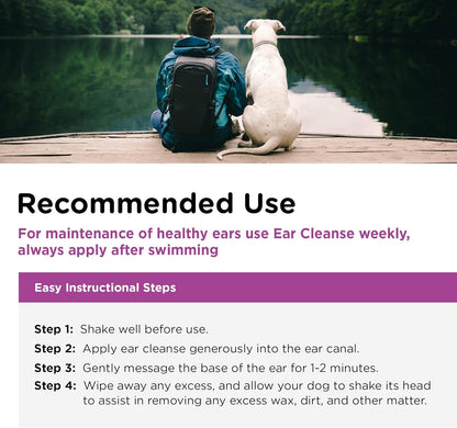 Nutri-Vet ear cleaner bottle next to dog grooming supplies