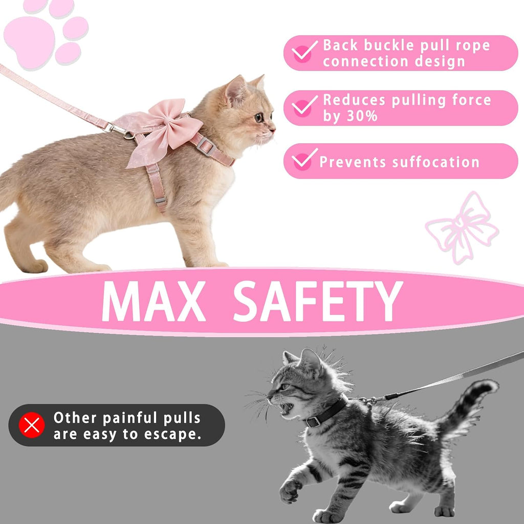 Breathable nylon cat harness set designed for safe outdoor walking and travel training.