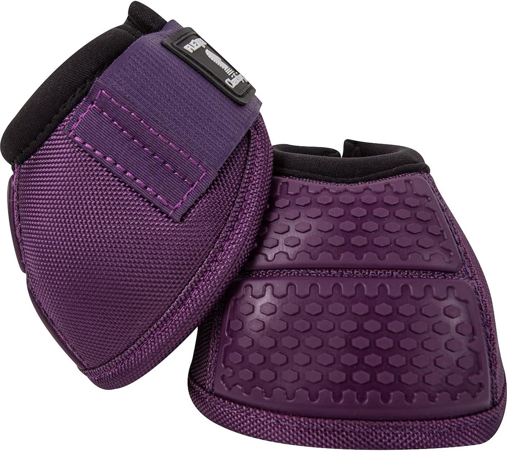 Black medium size horse bell boots engineered to prevent overreaching injuries and lameness.
