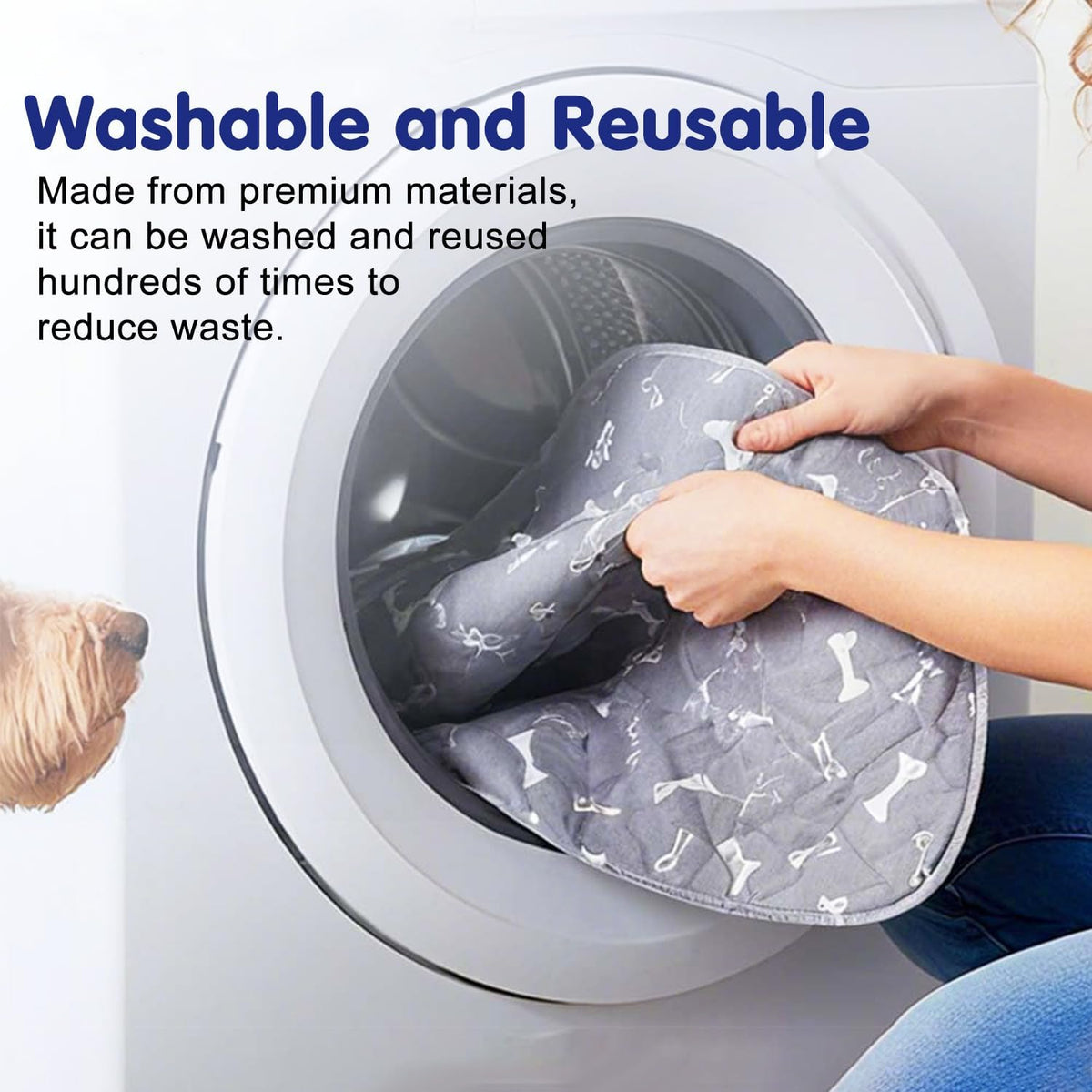 Anti-slip silicone backing detail on pet training pad