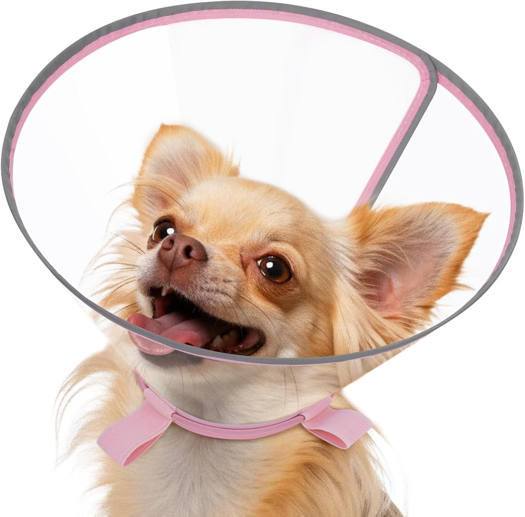 Clear Dog Cone for Small Dogs After Surgery, Adjustable E-Collar to Stop Licking with Padded Neck for Chihuahua,etc, Soft Recovery Collar with Reflective Trim for Night Visibility, Black XXS - Image 14