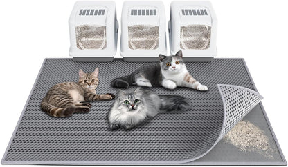 Waretary Cat Litter Box Mat: 36"x 30" Waterproof Kitty Cat Litter Trapping Mat, Easy-clean Double-layer Scatter Control Pad Rug (Grey) - Image 12
