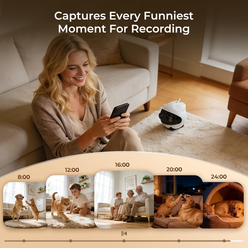 Aez smart home security robot in a modern living room