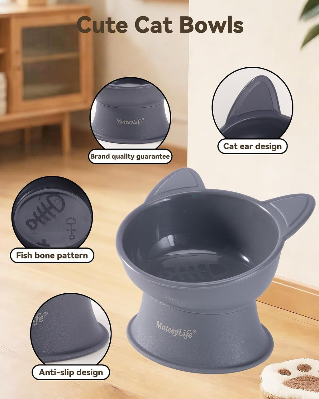 MateeyLife kitten bowls showing individual bowl without stand