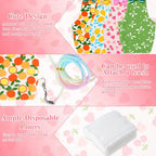 Reusable bird nappy showing pink heart cherry print and adjustable straps