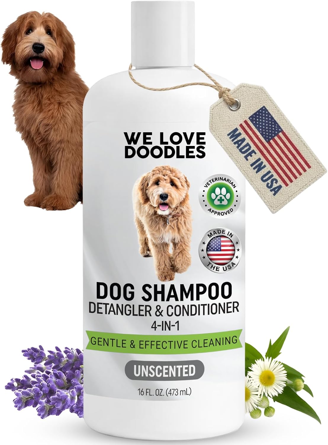 Dog Shampoo, Conditioner & Detangler - Best Shampoo for Goldendoodles, Poodles & Doodles Pet Hair - Hypoallergenic, Tearless, Sensitive Skin for Puppies & All Dog Breeds - Made in USA, 16OZ (Lavender) - Image 12